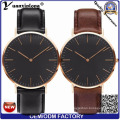 Yxl-264 reloj de los hombres de moda de diseño simple estilo de cuarzo de las señoras de cuero genuino reloj de pulsera de las mujeres relojes personalizados